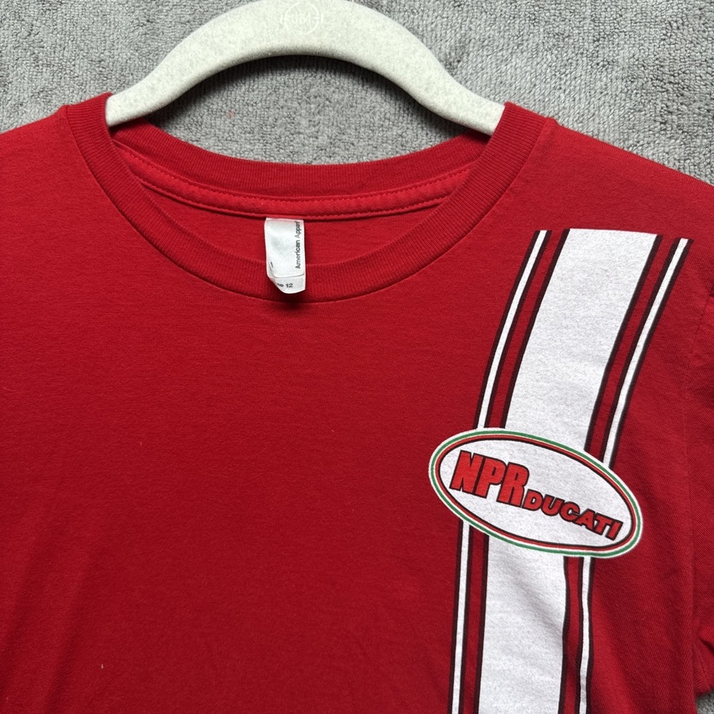 american apparel Youth T‎ Shirt 12 NPR Ducati Red Racing Car Short Sleeve